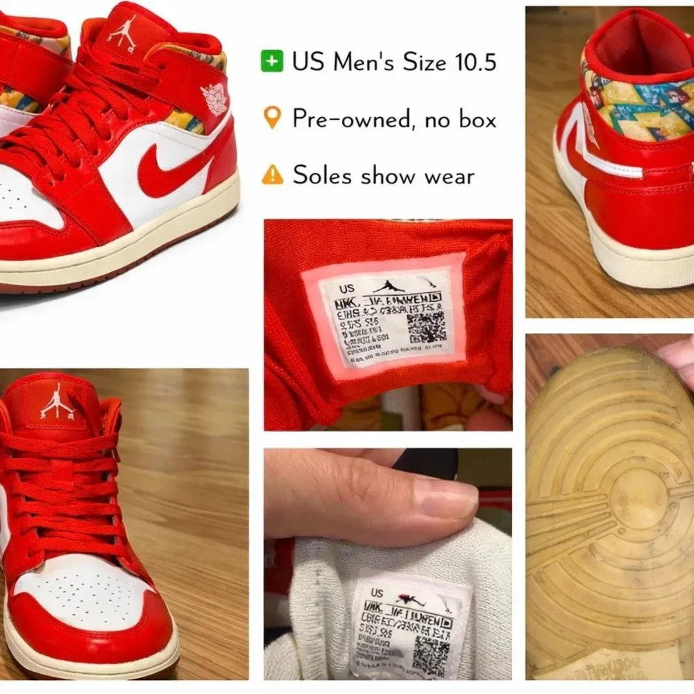 Air‎ Jordan 1 Mid SE “Barcelona” DC7294-600 Chile Red White Pollen